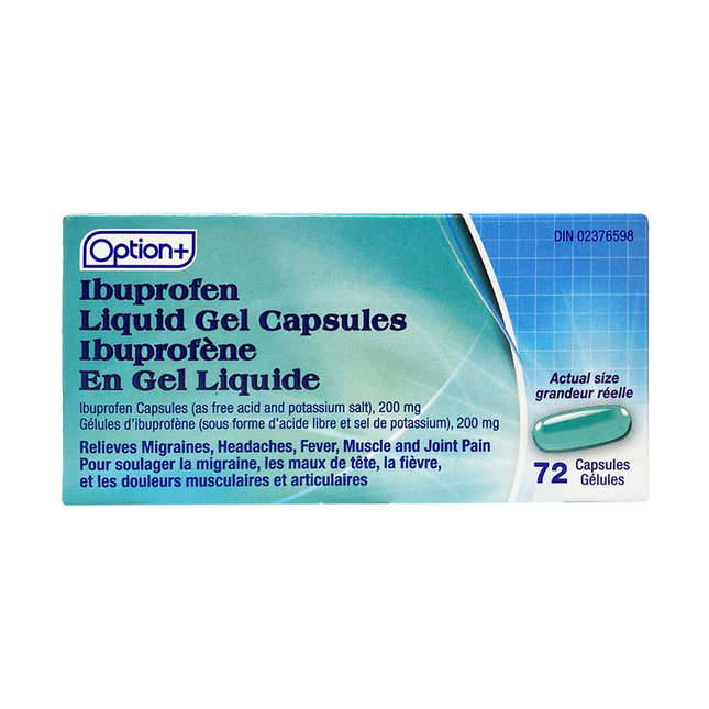 Option+ Ibuprofène 200 mg Gel Liquide | 72 Gélules