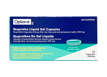 Option+ Ibuprofène 200 mg Gel Liquide | 72 Gélules
