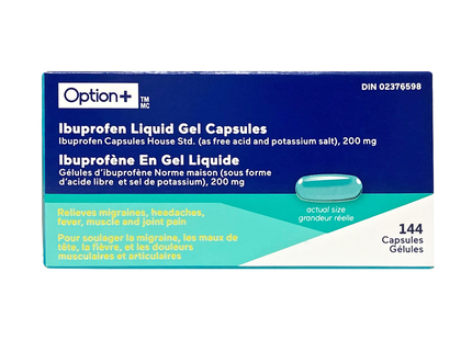 Option+ Ibuprofène 200 mg Gélules Liquides | 144 Capsules