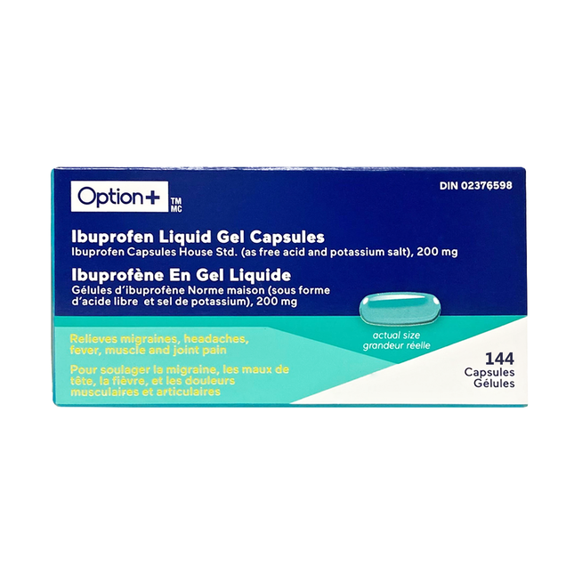 Option+ Ibuprofène 200 mg Gélules Liquides | 144 Capsules