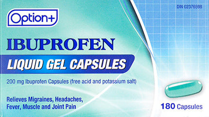 Option+ Ibuprofen Liquid Gel Capsules - 200 mg | 180 Capsules