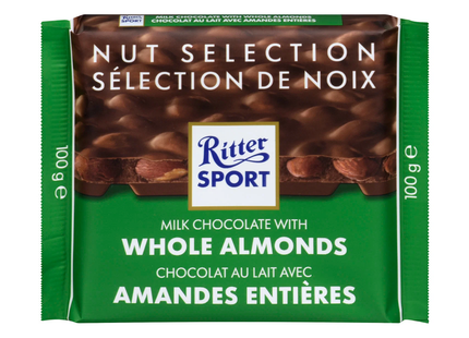 Ritter Sport - Barre de chocolat au lait aux amandes entières | 100g