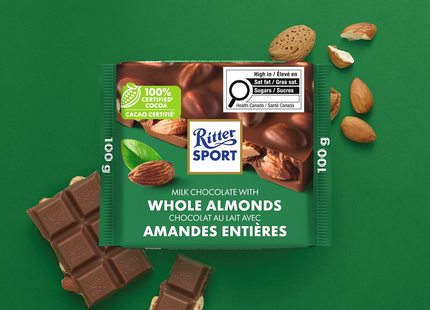Ritter Sport - Barre de chocolat au lait aux amandes entières | 100g