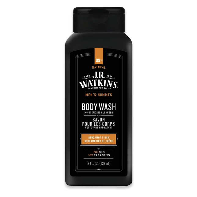 J.R. Watkins - Men's Body Wash With Moisturizing Cleanser, Bergamot & Oak Scent | 532 mL