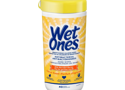 Wet Ones - Antibacterial Hand Wipes, Citrus | 40 Wipes
