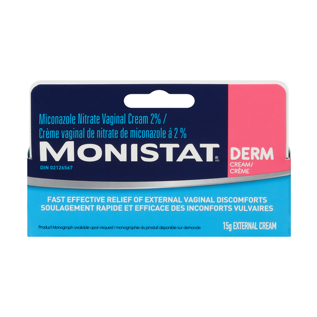 Monistat - Crème Derm - Crème vaginale externe au nitrate de miconazole 2 % | 15 g