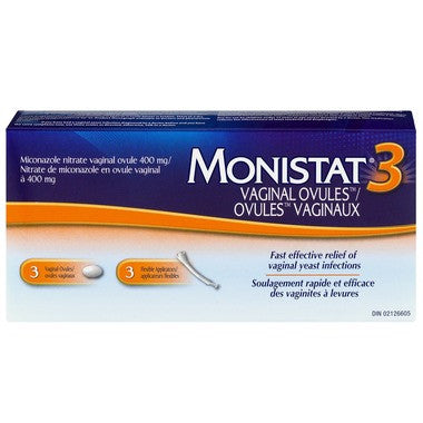 Monistat - 3 Day Treatment for Vaginal Yeast infections | 3 Vaginal Ovules 400 mg + 3 Ovule Applicators