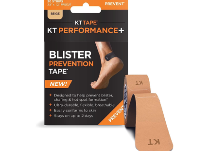 Ruban de prévention des ampoules KT Tape Performance+ - Beige | 30 bandes prédécoupées