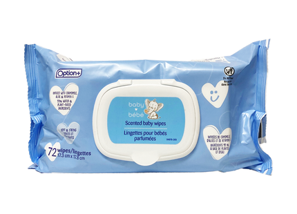 Option+ - Lingettes parfumées pour bébé | 72 lingettes