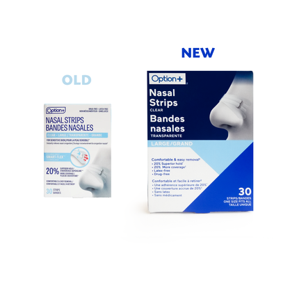 Bandelettes nasales transparentes Option+ pour peaux sensibles - Grande | 30 bandes