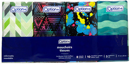 Option+ Resealable Tissue Packets | 8 Count