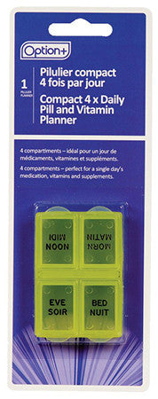 Option+ Compact 4 x Daily Pill & Vitamin Planner