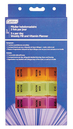 Option+ 3 x Day Weekly Pill & Vitamin Planner