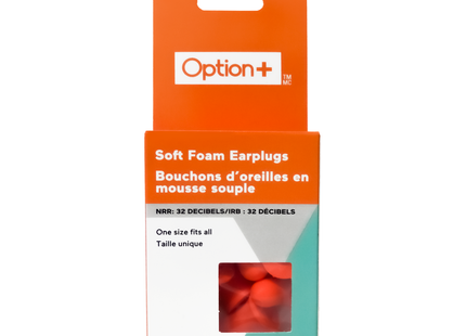 Option+ Soft Foam Earplugs | 12 Pairs