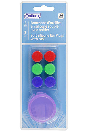 Option+ Soft Silicone Ear Plugs with Case | 3 Pairs + 1 Case