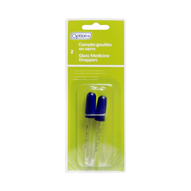Option+ 2 Glass Medicine Droppers | 1 Pack