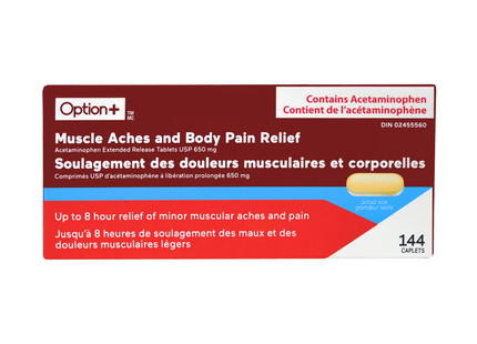 Option+ Muscle Aches and Body Pain Acetaminophen 650 mg | 144 Caplets