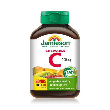 Jamieson - Chewable Vitamin C 500 mg - Assorted Flavours | 120 Tablets