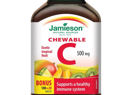 Jamieson - Chewable Vitamin C 500 mg - Exotic Tropical Fruit | 120 Tablets