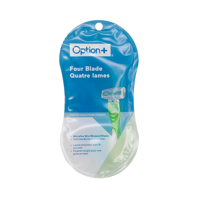 Option+ Four Blade Disposable Razors | 3 Pack