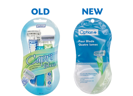 Option+ Four Blade Disposable Razors | 3 Pack