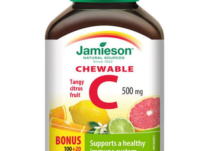 Jamieson - Chewable Vitamin C 500 mg - Tangy Citrus Fruit | 120 Tablets