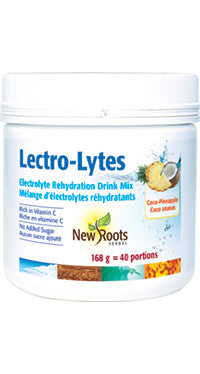 Mélange pour boisson de réhydratation électrolytique New Roots Lectro-Lytes - Coco-Ananas | 168 g = 40 portions* 