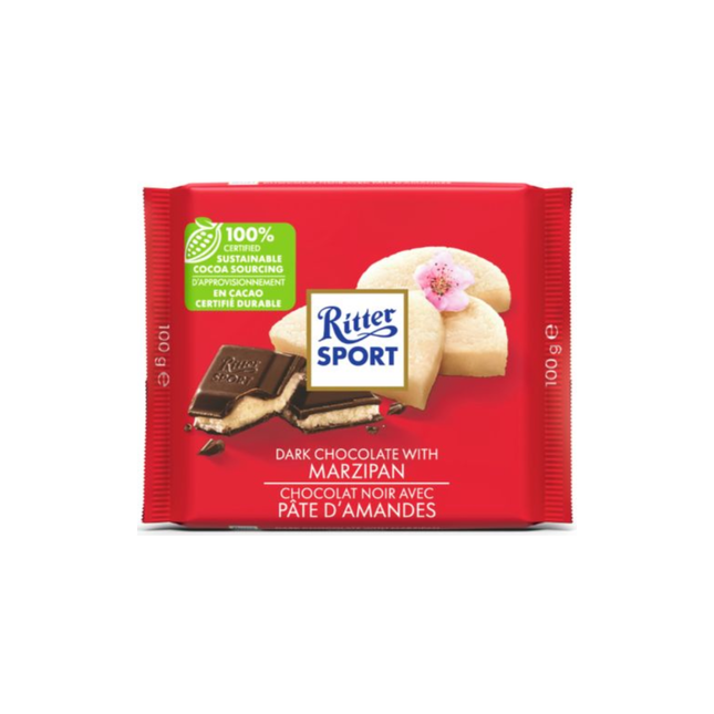 Ritter Sport - Barre de chocolat noir avec pâte d'amande | 100g