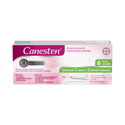 Canesten - Crème vaginale interne de clotrimazole 1 % - pour le traitement des infections vaginales à levures | Tube de 50 g X 6 Applicateurs