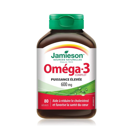 Jamieson - Oméga-3 complet extra fort 600 mg | 80 gélules