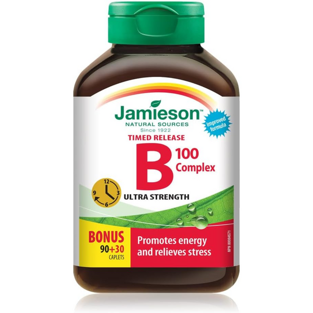 Jamieson - B 100 Complex, Timed Release, Ultra Strength | 90 + 30 Caplets
