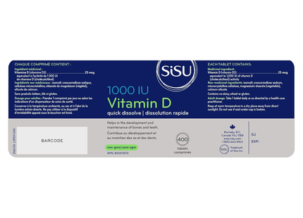 Sisu - Vitamine D 1000UI | 400 comprimés