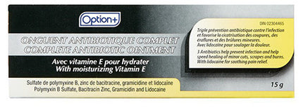 Option+ Complete Antibiotic Ointment with Moisturizing Vitamin E | 15 g
