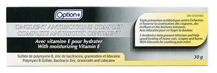 Option+ Pommade antibiotique complète avec vitamine E hydratante | 30g