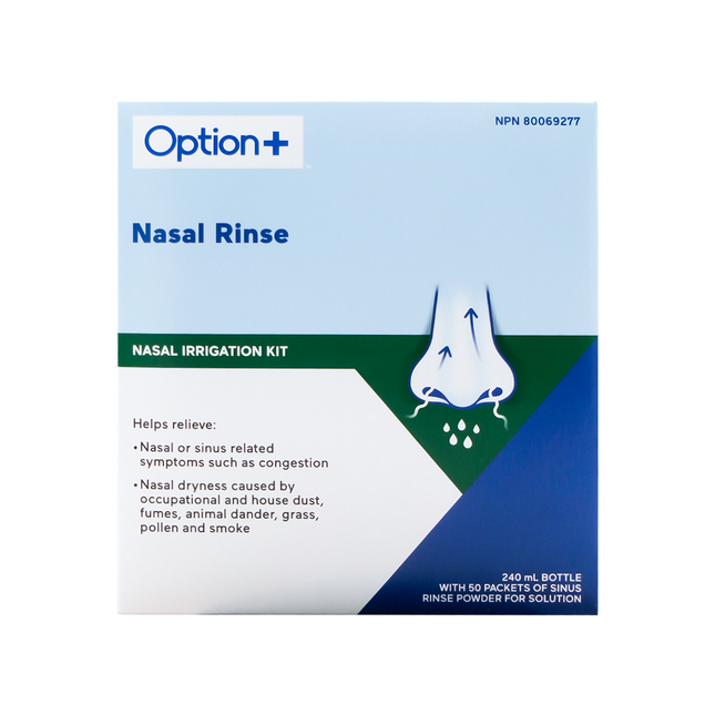 Kit d'irrigation et de rinçage nasal Option+ | 50 sachets + 1 flacon de 240 ml