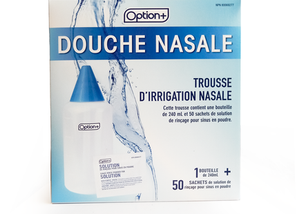 Kit d'irrigation et de rinçage nasal Option+ | 50 sachets + 1 flacon de 240 ml