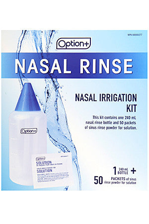 Kit d'irrigation et de rinçage nasal Option+ | 50 sachets + 1 flacon de 240 ml