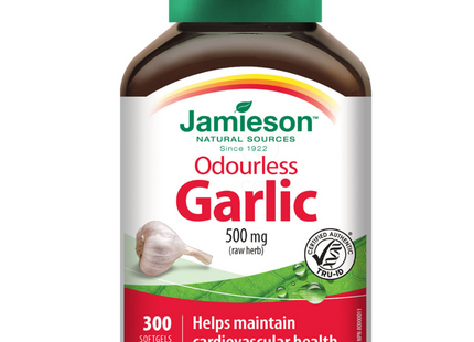 Jamieson - Odourless Garlic 500mg (raw herb) | 300 Softgels