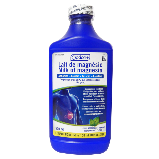 Option+ - Milk of Magnesia Antacid/Laxative | 500 mL