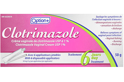 Option+ Clotrimazole Vaginal  Cream USP 1% 6 day Treatment | 50g x 6