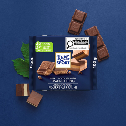 Ritter Sport - Chocolat au lait fourré au praliné | 100 g