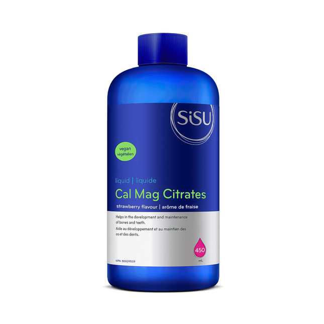 SISU - Citrate de calcium et de magnésium liquide avec vitamine D3, fraise | 450 ml