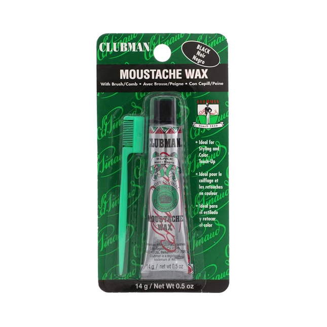 Clubman - Black Moustache Wax with Brush/Comb | 14 g