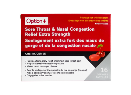 Option+ Extra Strength Oral Lozenges - Cherry Flavour | 16 Lozenges