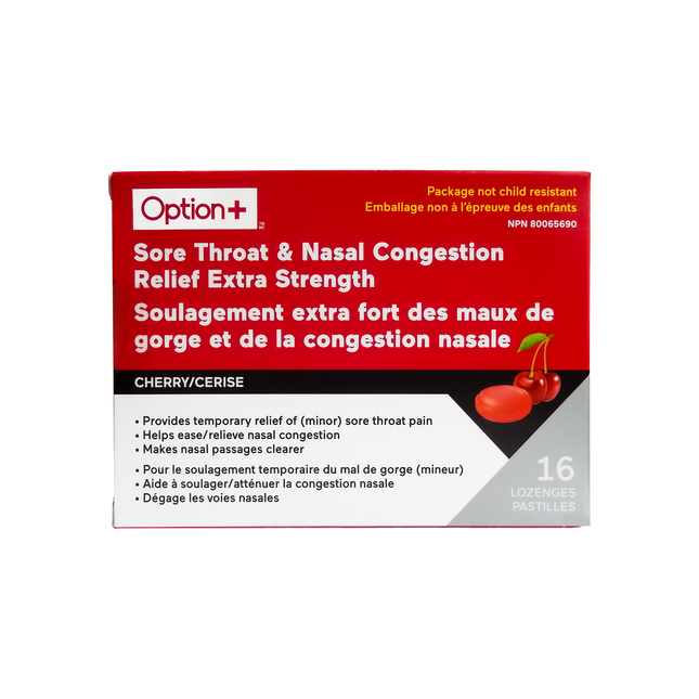 Option+ Extra Strength Oral Lozenges - Cherry Flavour | 16 Lozenges