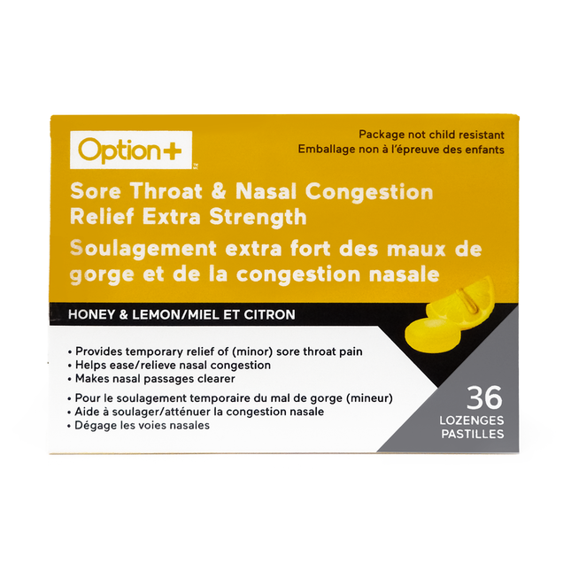 Option+ Extra Strength Oral Lozenges - Honey & Lemon | 36 Lozenges