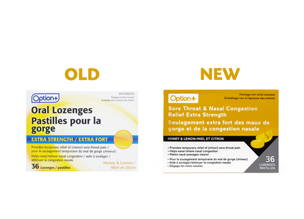 Option+ Extra Strength Oral Lozenges - Honey & Lemon | 36 Lozenges