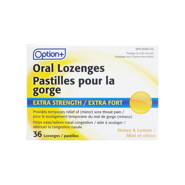 Pastilles orales extra fortes Option+ - Miel et citron | 36 pastilles