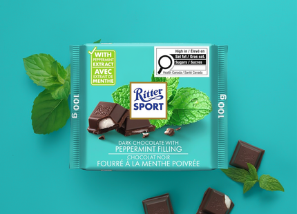 Ritter Sport - Dark Chocolate Bar with Peppermint Filling | 100 g