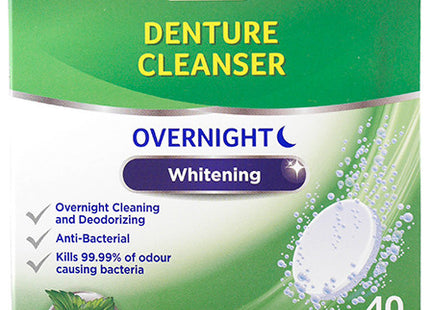 Option+ Denture Cleanser Overnight Whitening | 40 Effervescent Tablets